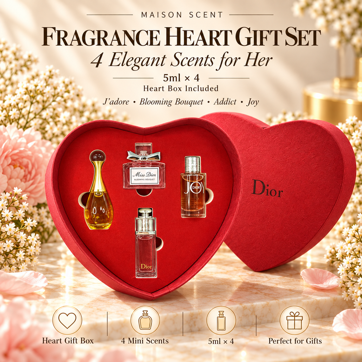 Women's Floral Heart Gift Set · 4 × 5ml